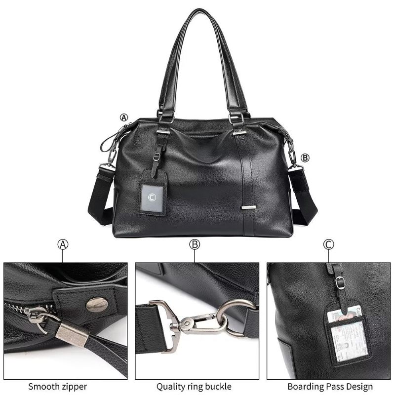 Herren Umhängetaschen Elegante Lederhandtasche - Schwarz