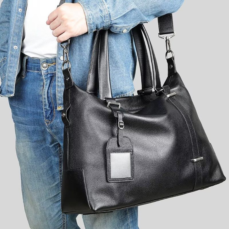 Herren Umhängetaschen Elegante Lederhandtasche - Schwarz