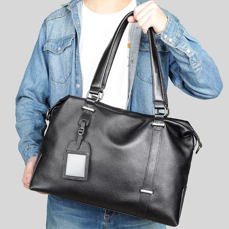 Herren Umhängetaschen Elegante Lederhandtasche - Schwarz