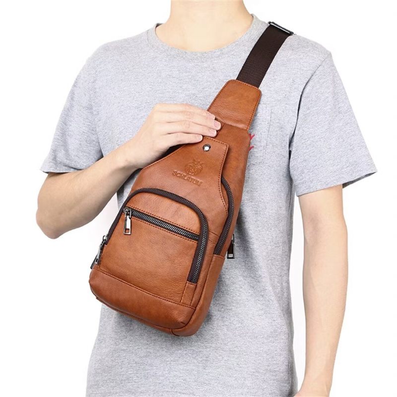 Herren-umhängetaschen Elegante Ledertasche Für Den Modernen Mann - Schwarz