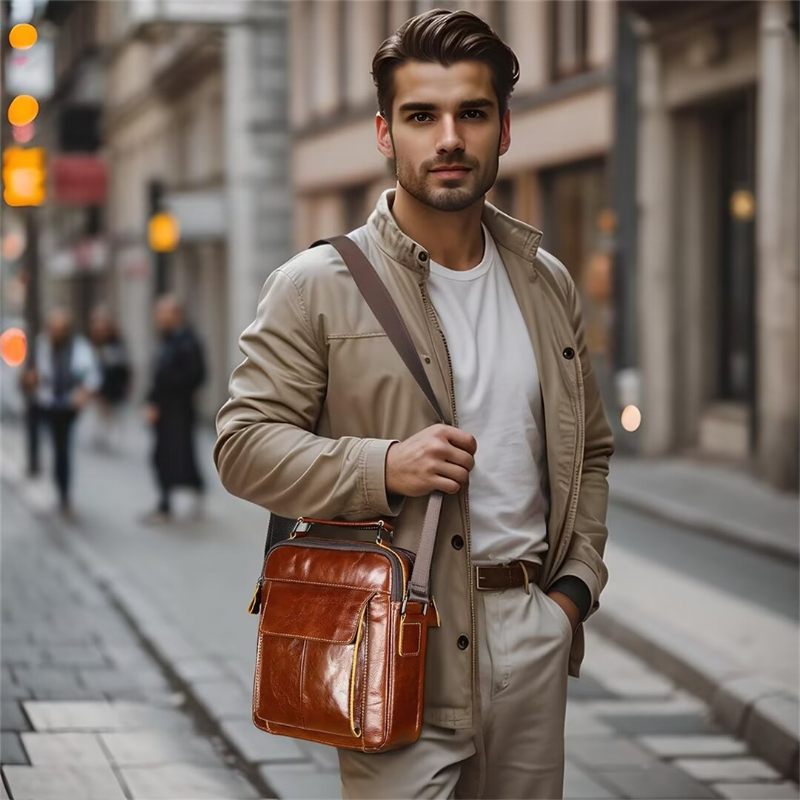 Herren-umhängetaschen Elegante Tasche Aus Alligatorleder - Braun