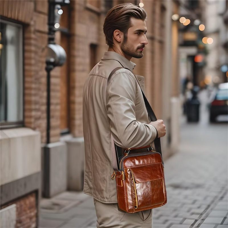 Herren-umhängetaschen Elegante Tasche Aus Alligatorleder - Braun