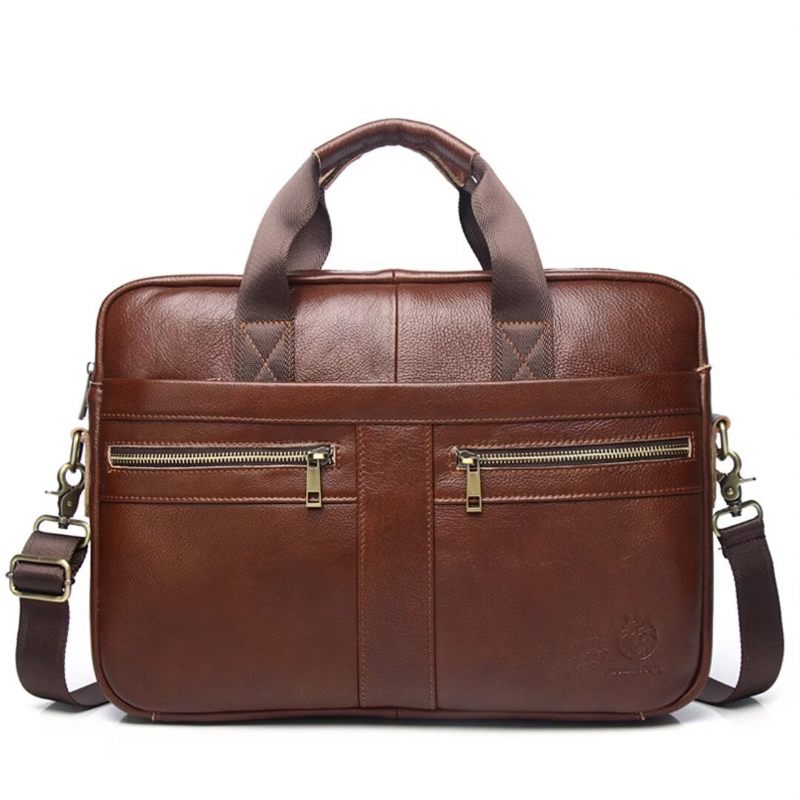 Herren Umhängetaschen Executive Square Leder Satchel - Braun