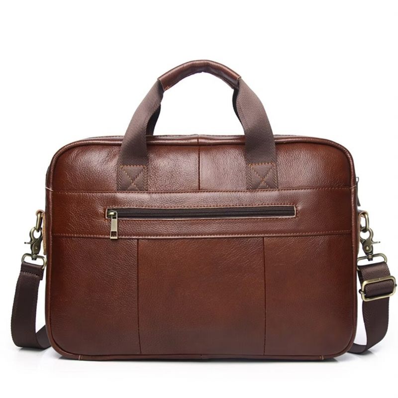 Herren Umhängetaschen Executive Square Leder Satchel - Braun