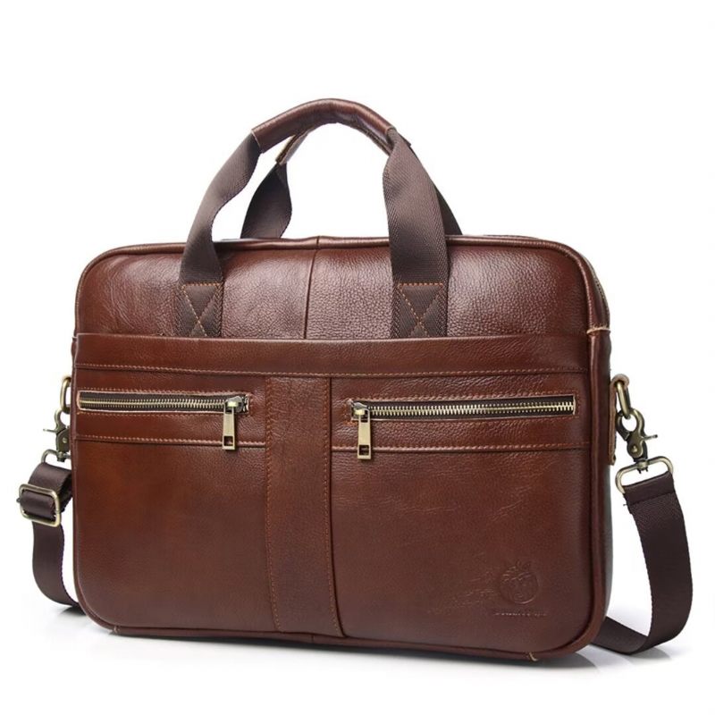 Herren Umhängetaschen Executive Square Leder Satchel - Braun