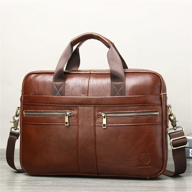 Herren Umhängetaschen Executive Square Leder Satchel - Braun