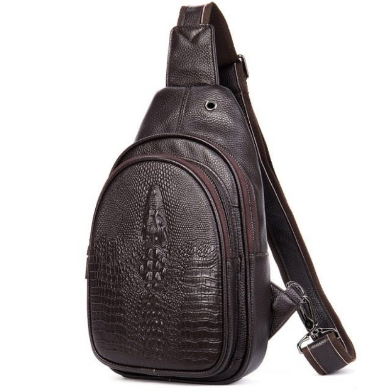 Herren Umhängetaschen Exotisches Leder Reisen Brust Sling Messenger-tasche - Kaffee