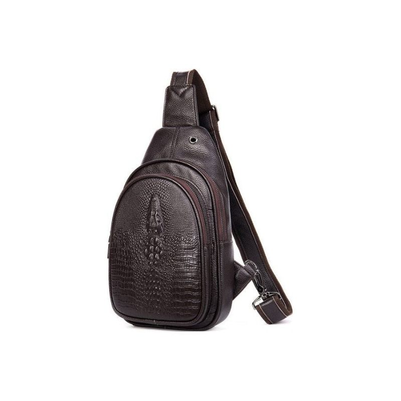 Herren Umhängetaschen Exotisches Leder Reisen Brust Sling Messenger-tasche - Kaffee