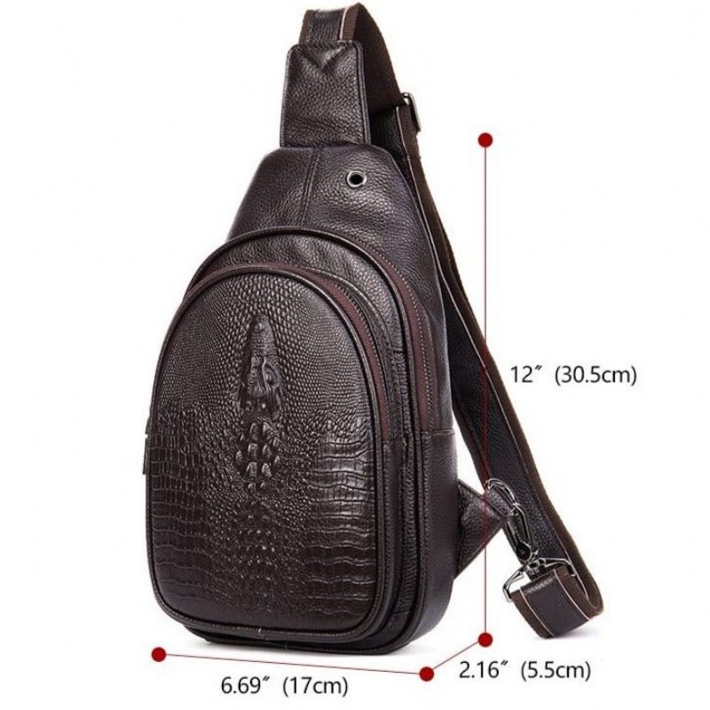 Herren Umhängetaschen Exotisches Leder Reisen Brust Sling Messenger-tasche - Kaffee