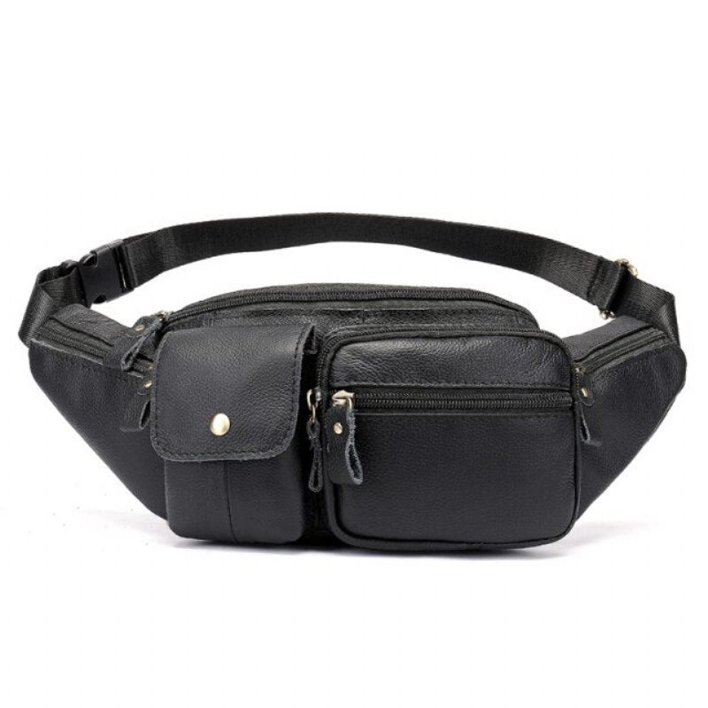 Herren Umhängetaschen Exquisite Leder Geld Taille Gürteltasche - Schwarz 2