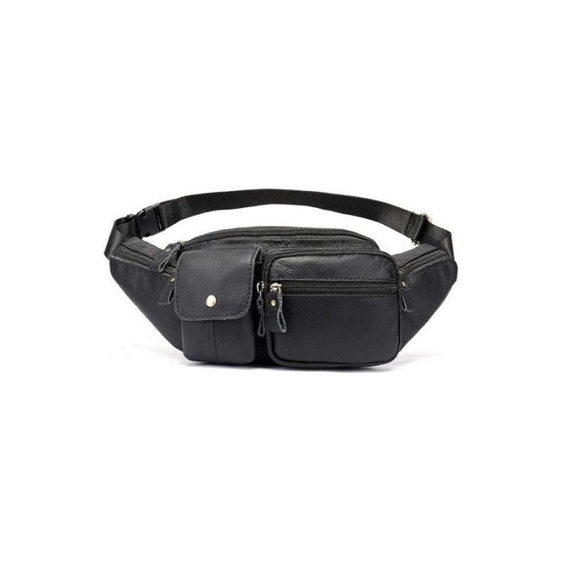 Herren Umhängetaschen Exquisite Leder Geld Taille Gürteltasche - Schwarz 2