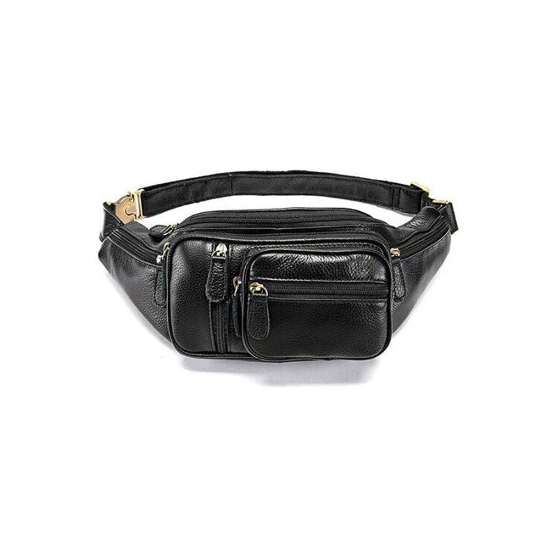 Herren Umhängetaschen Exquisite Leder Geld Taille Gürteltasche - Schwarz 3