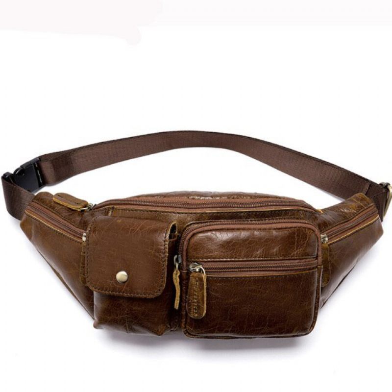 Herren Umhängetaschen Exquisite Leder Geld Taille Gürteltasche - Kaffee