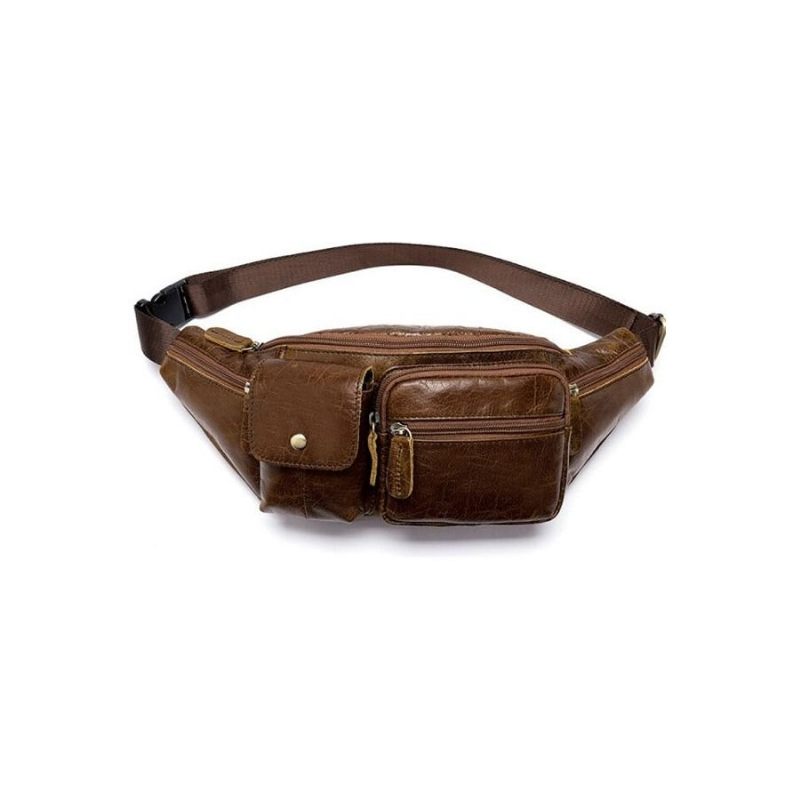 Herren Umhängetaschen Exquisite Leder Geld Taille Gürteltasche - Kaffee 2