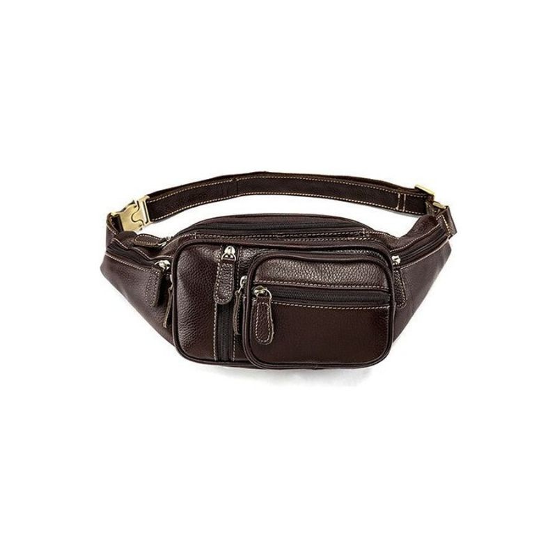 Herren Umhängetaschen Exquisite Leder Geld Taille Gürteltasche - Kaffee 3