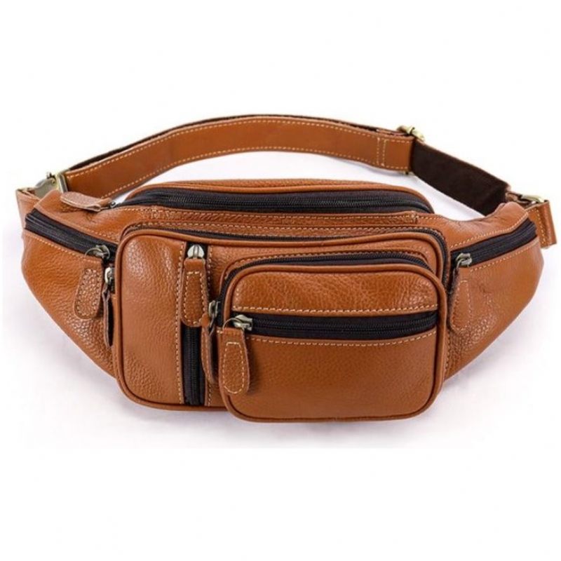 Herren Umhängetaschen Exquisite Leder Geld Taille Gürteltasche - Braun