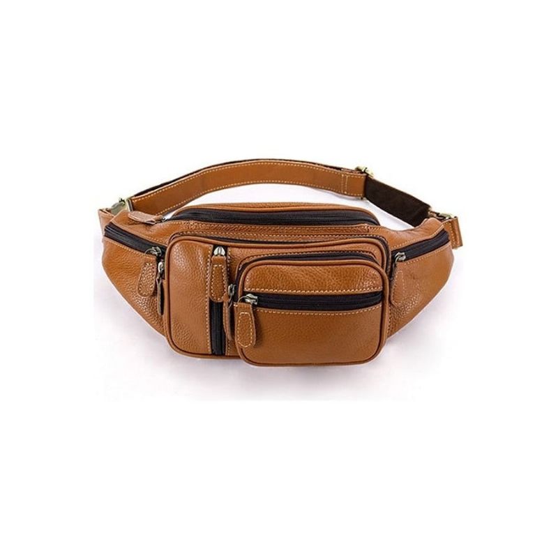 Herren Umhängetaschen Exquisite Leder Geld Taille Gürteltasche - Braun