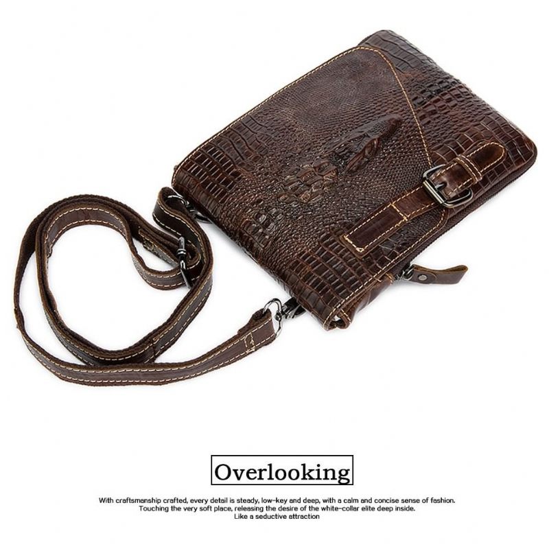 Herren Umhängetaschen Leder Box Messenger-tasche - Kaffee