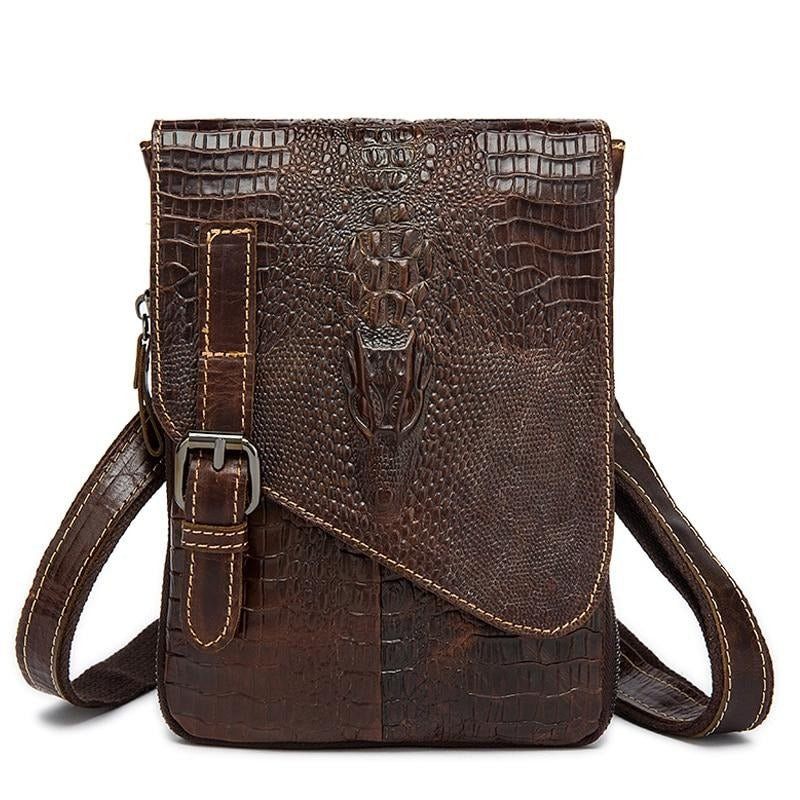 Herren Umhängetaschen Leder Box Messenger-tasche - Kaffee