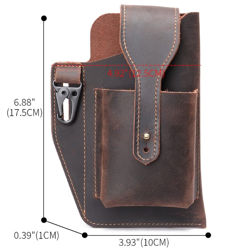 Herren Umhängetaschen Leder Handytasche Messenger-tasche - Braun 2