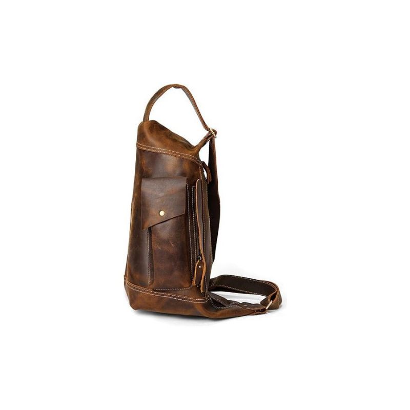 Herren Umhängetaschen Leder Reißverschluss Brusttasche Messenger-tasche - Kaffee