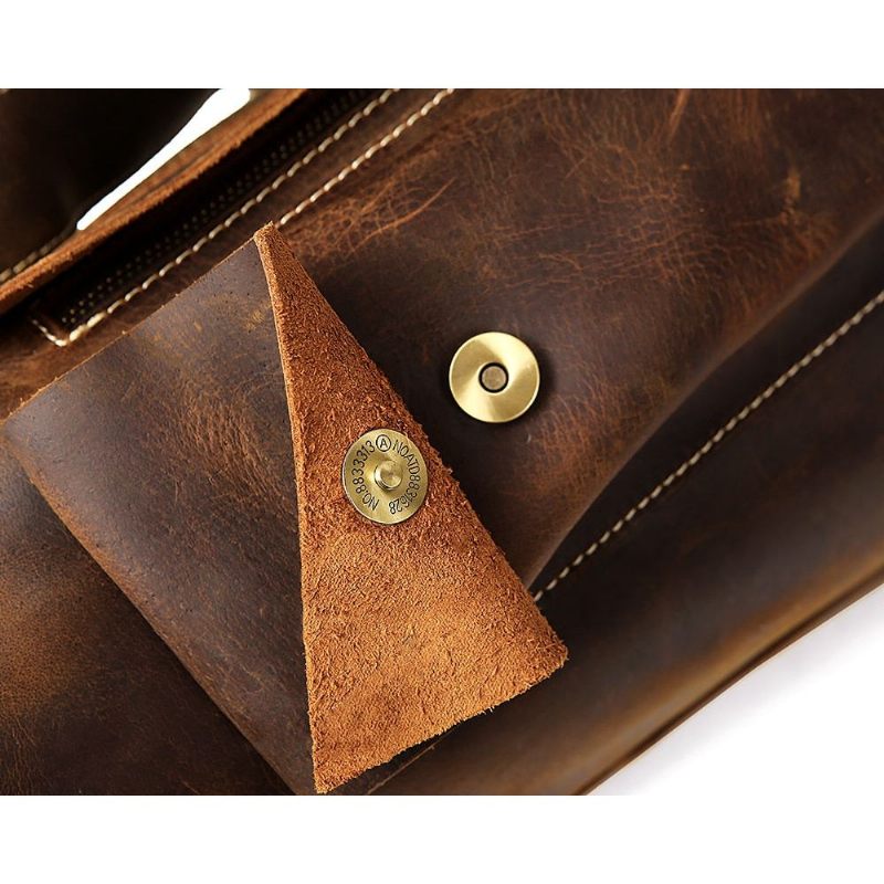 Herren Umhängetaschen Leder Reißverschluss Brusttasche Messenger-tasche - Kaffee