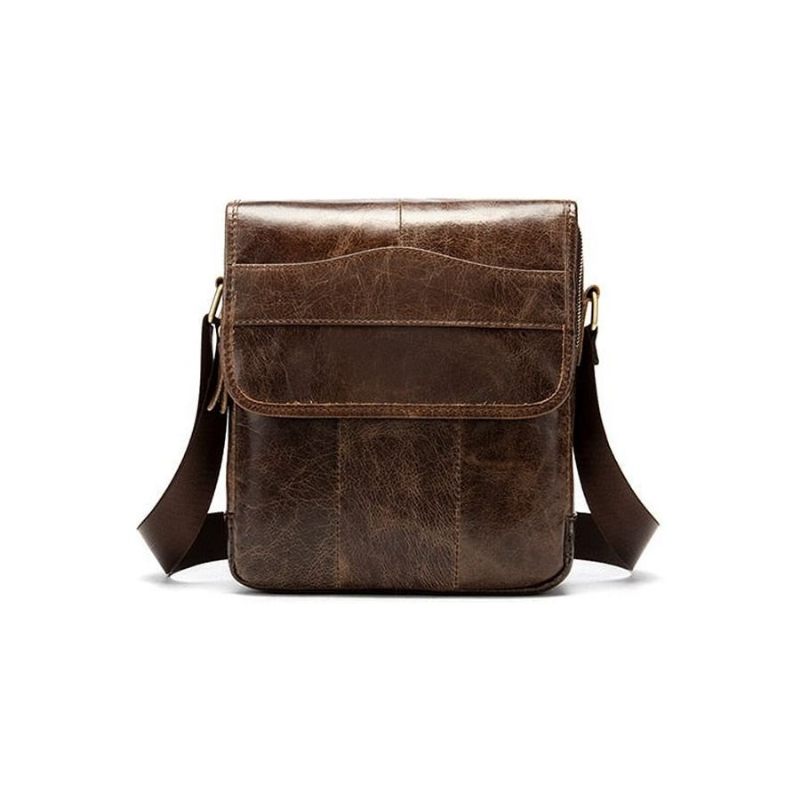 Herren Umhängetaschen Leder Solid Pattern Umhängetasche Messenger-tasche - Kaffee