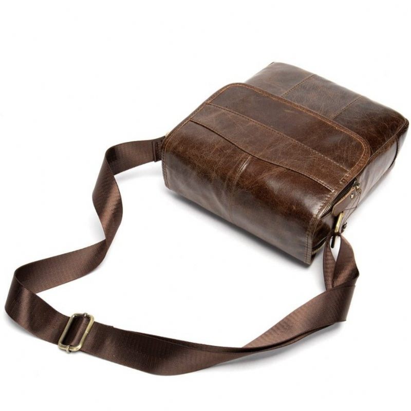 Herren Umhängetaschen Leder Solid Pattern Umhängetasche Messenger-tasche - Kaffee