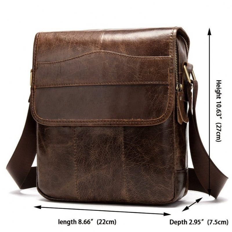 Herren Umhängetaschen Leder Solid Pattern Umhängetasche Messenger-tasche - Kaffee