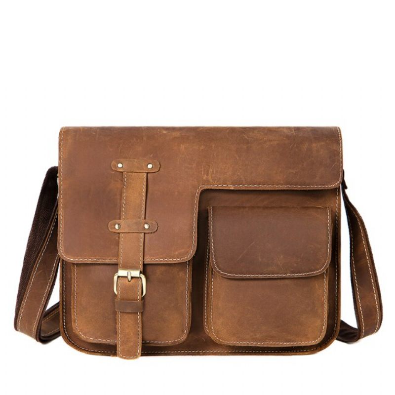 Herren Umhängetaschen Lederbezug Verschluss Messenger-tasche - Braun