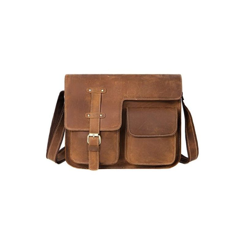 Herren Umhängetaschen Lederbezug Verschluss Messenger-tasche - Braun