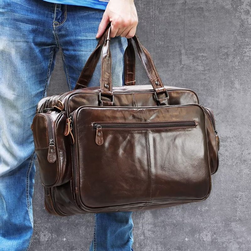 Herren-umhängetaschen Luxuriöse Laptop-handtasche Aus Leder - Kaffee