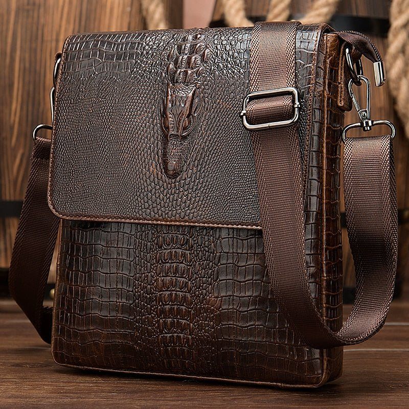 Herren-umhängetaschen Mit Reißverschluss Und Einzelnem Riemen Messenger-tasche - Kaffee