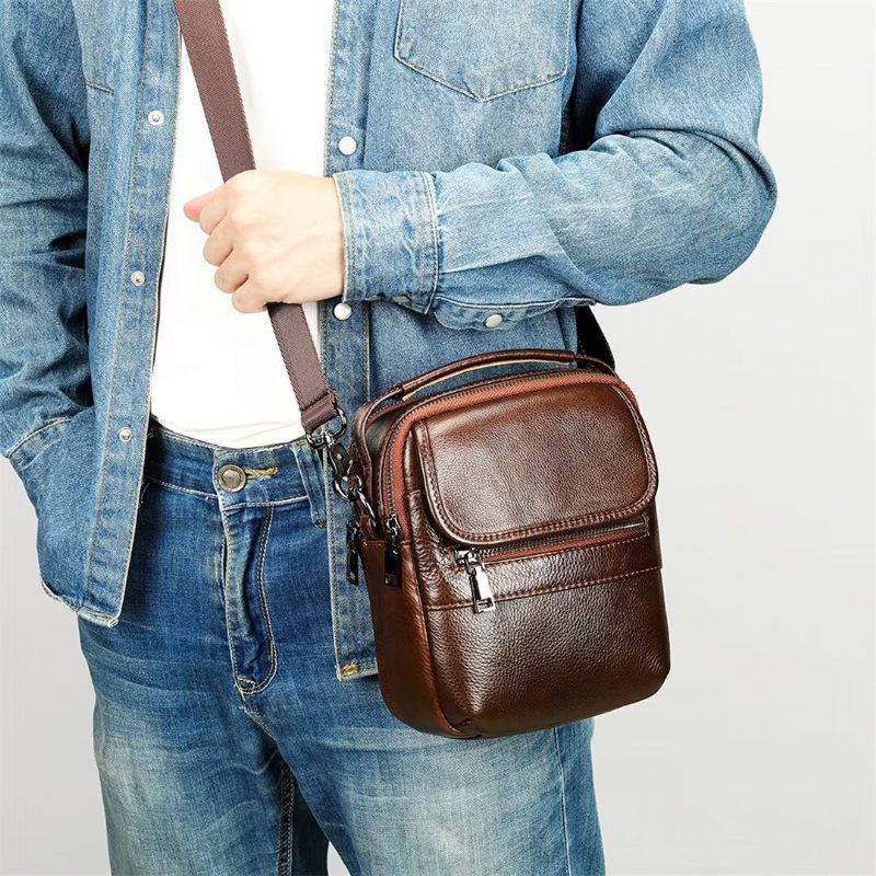 Herren Umhängetaschen Modische Frontier Ledertasche - Schwarz