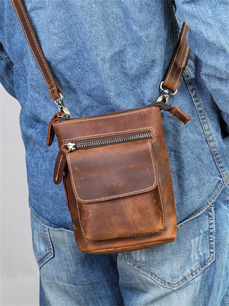 Herren Umhängetaschen Modische Maverick Ledertasche - Braun