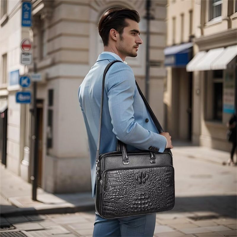 Herren Umhängetaschen Pinnacle Prestige Alligator Tote - Schwarz