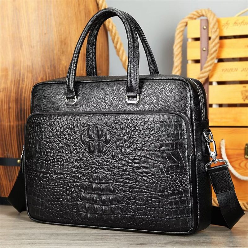 Herren Umhängetaschen Pinnacle Prestige Alligator Tote - Schwarz