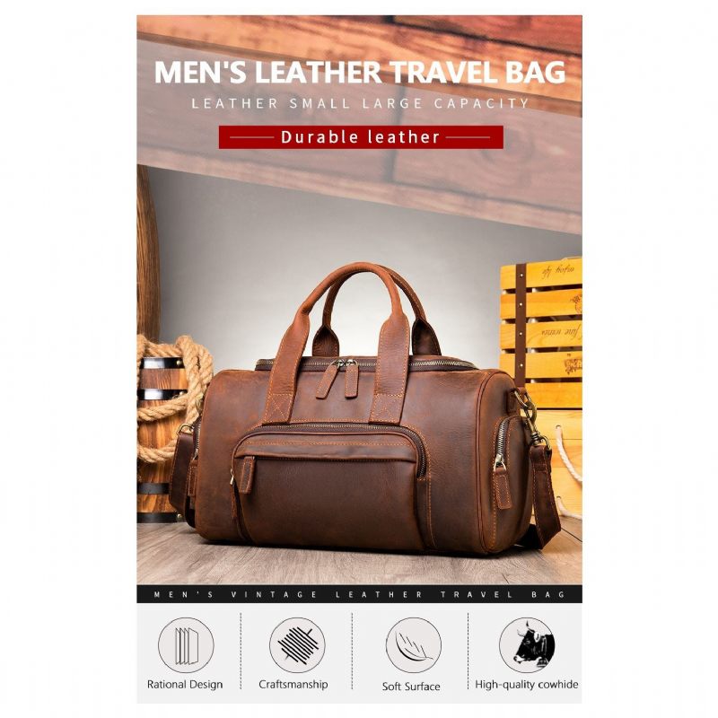 Herren Umhängetaschen Retro Schick Leder Reißverschluss Reise Umhängetasche - Braun