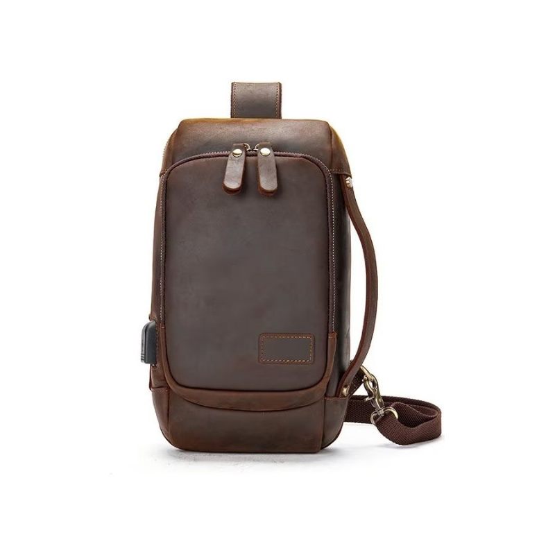 Herren Umhängetaschen Vintage Brusttasche Stylischer Rucksack - Schwarz