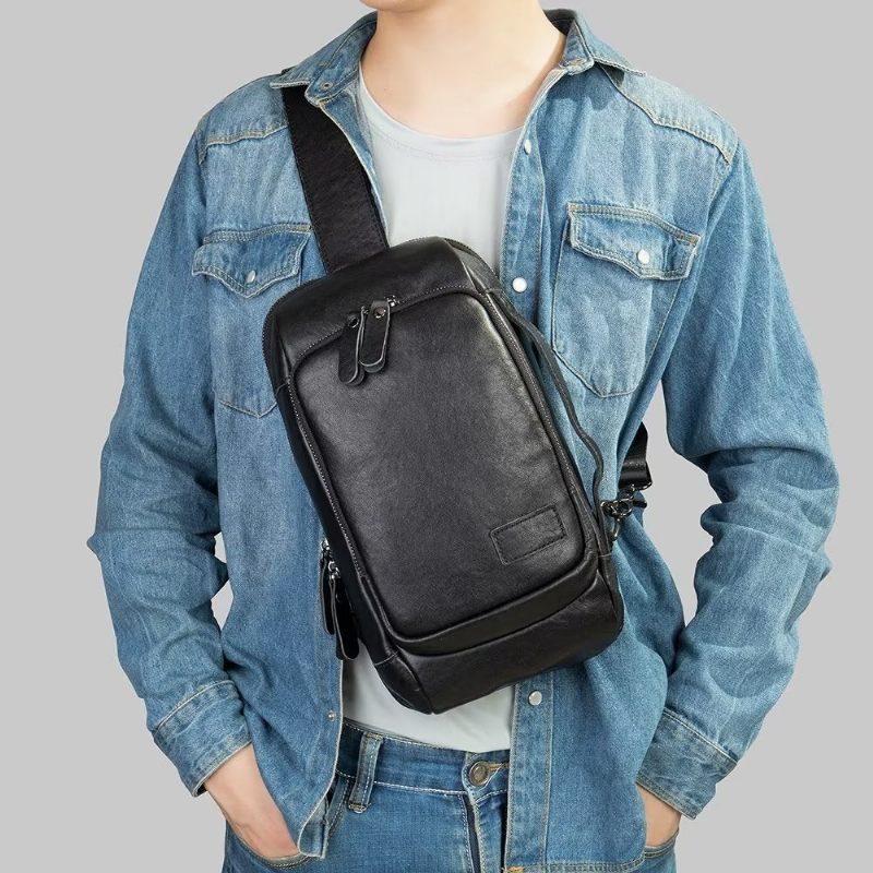 Herren Umhängetaschen Vintage Brusttasche Stylischer Rucksack - Schwarz