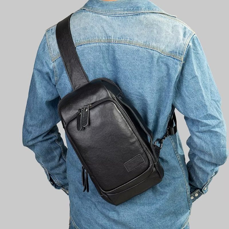 Herren Umhängetaschen Vintage Brusttasche Stylischer Rucksack - Schwarz