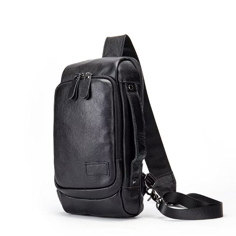 Herren Umhängetaschen Vintage Brusttasche Stylischer Rucksack - Schwarz