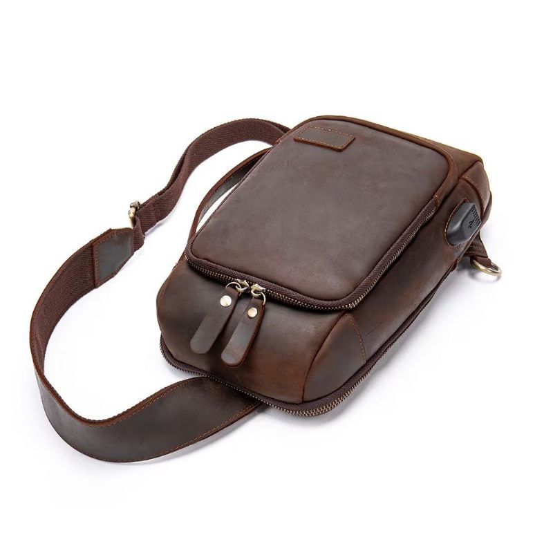 Herren Umhängetaschen Vintage Brusttasche Stylischer Rucksack - Kaffee