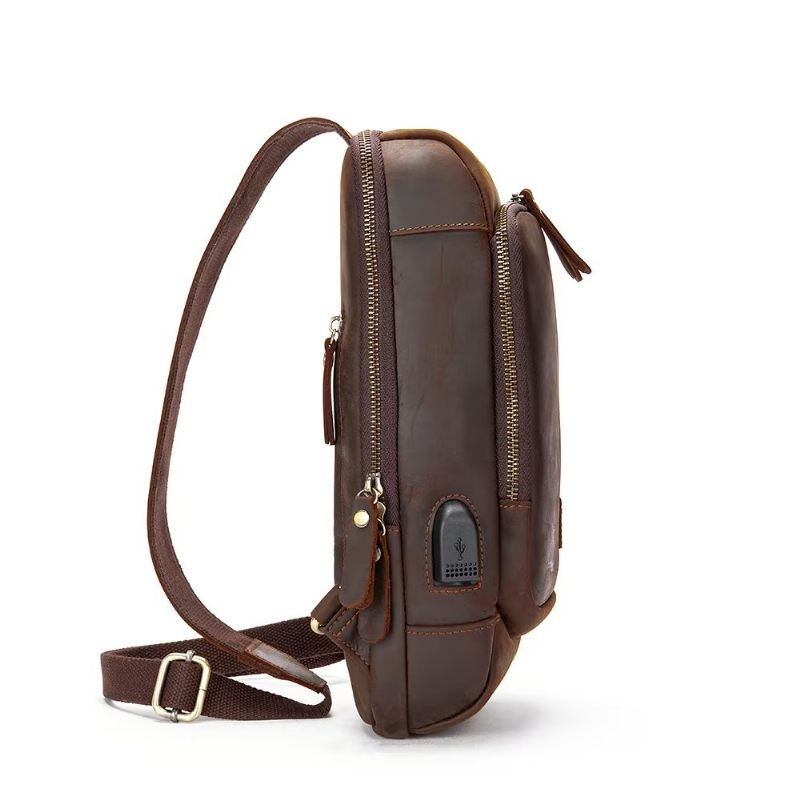 Herren Umhängetaschen Vintage Brusttasche Stylischer Rucksack - Kaffee