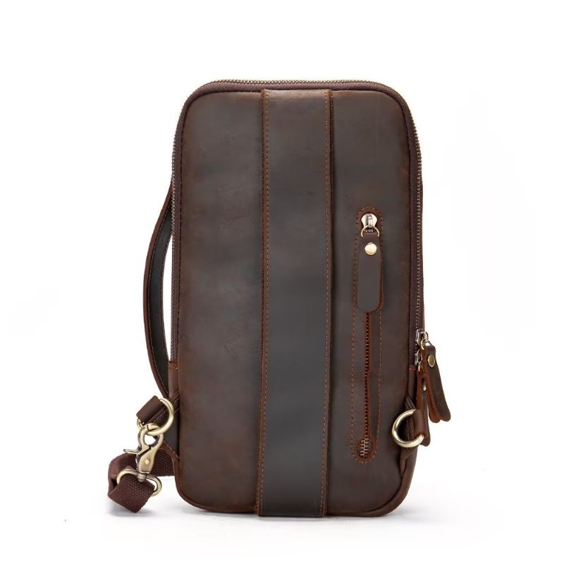 Herren Umhängetaschen Vintage Brusttasche Stylischer Rucksack - Kaffee