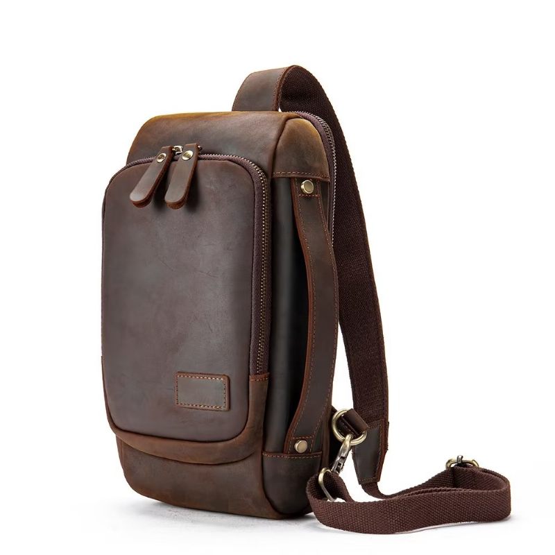 Herren Umhängetaschen Vintage Brusttasche Stylischer Rucksack - Kaffee