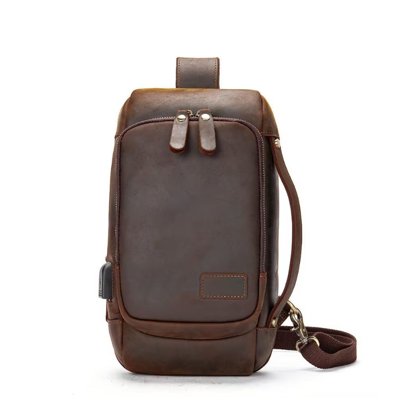 Herren Umhängetaschen Vintage Brusttasche Stylischer Rucksack - Kaffee