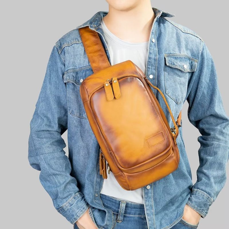 Herren Umhängetaschen Vintage Brusttasche Stylischer Rucksack - Braun