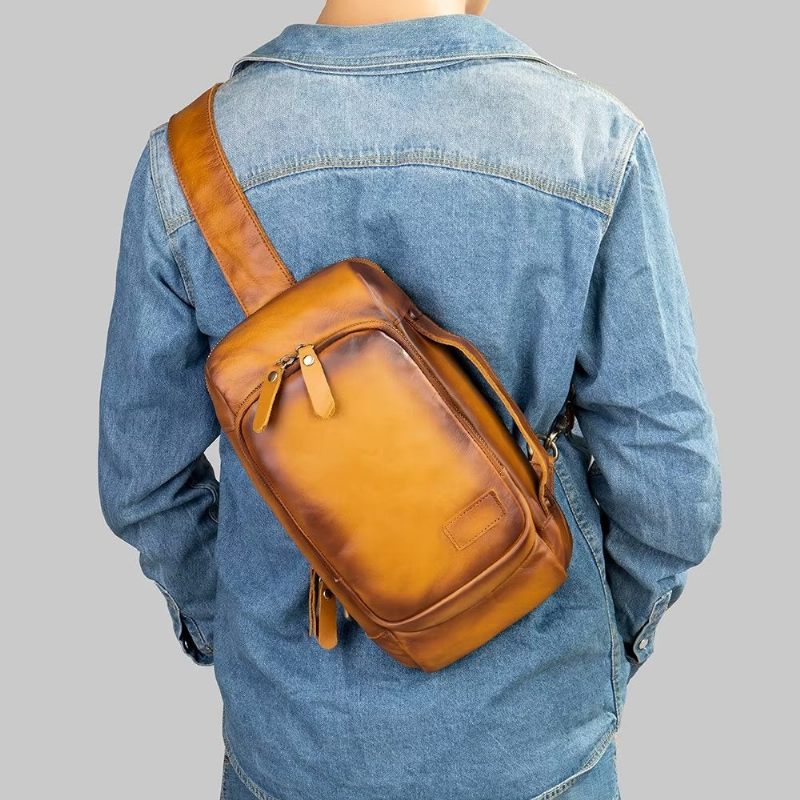 Herren Umhängetaschen Vintage Brusttasche Stylischer Rucksack - Braun