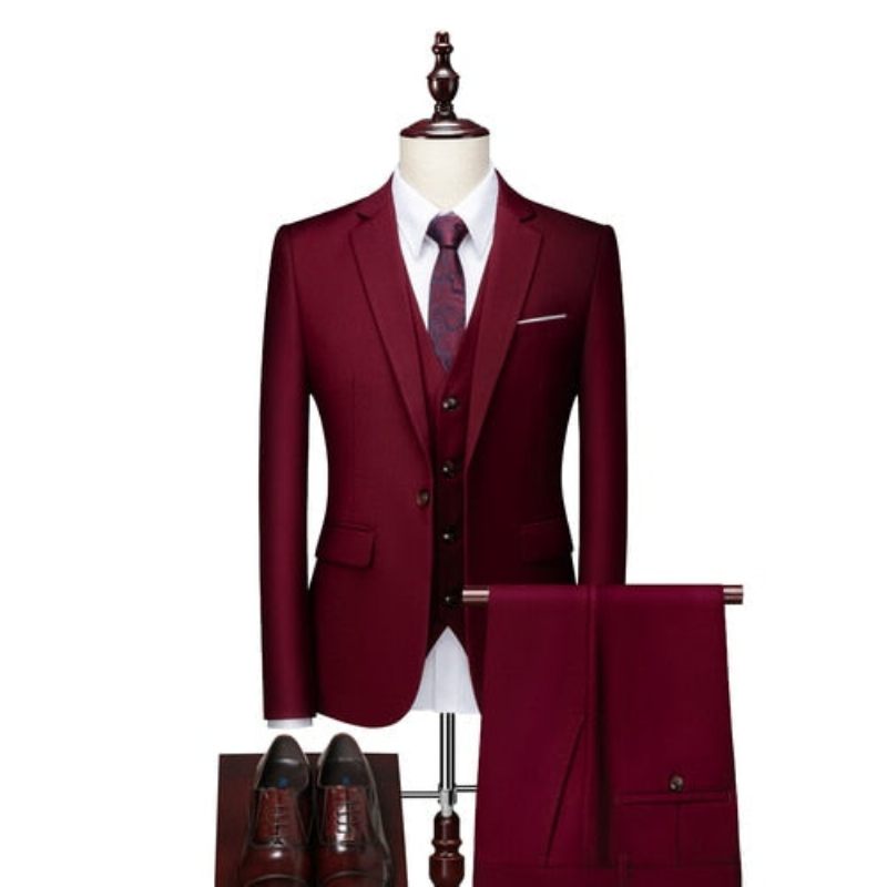 Herrenanzüge Acetat-blazer Hosenanzug-set - Burgund